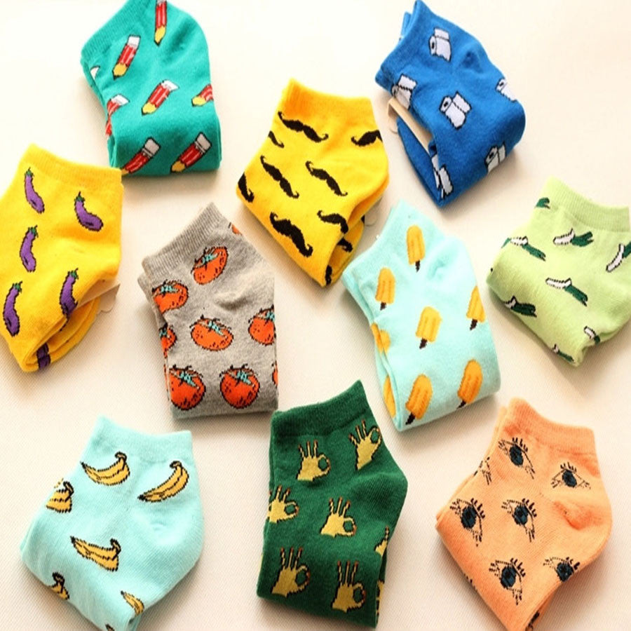 New Cute fruit color love candy color cotton sock summer style women's socks  women's thin sock slippers