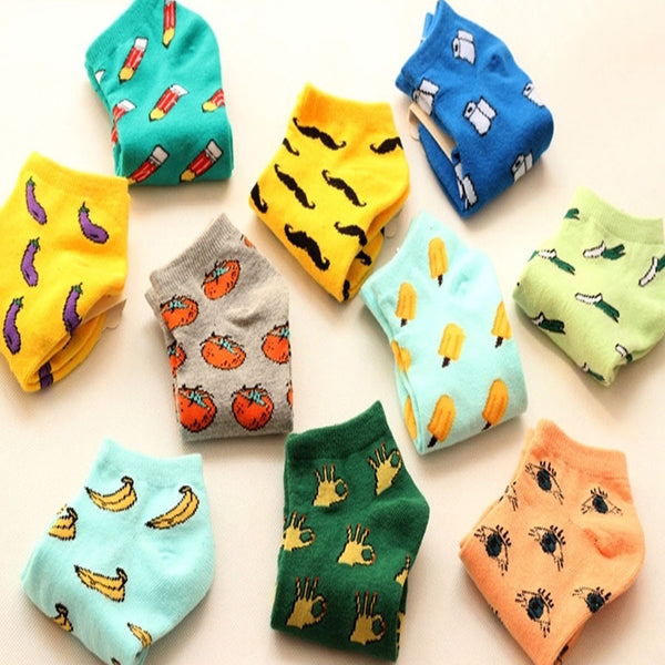 New Cute fruit color love candy color cotton sock summer style women's socks  women's thin sock slippers